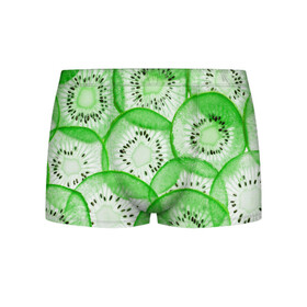Мужские трусы 3D с принтом Green Kiwi в Петрозаводске, 50% хлопок, 50% полиэстер | классическая посадка, на поясе мягкая тканевая резинка | Тематика изображения на принте: fresh | fruits | green | kiwi | киви