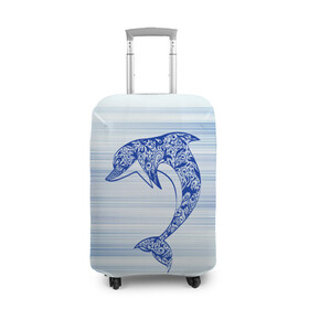 Чехол для чемодана 3D с принтом Дельфин в Петрозаводске, 86% полиэфир, 14% спандекс | двустороннее нанесение принта, прорези для ручек и колес | Тематика изображения на принте: cute | dolphin | два дельфина | дельфин | дельфин в море | дельфинами | милый | мир | подводный