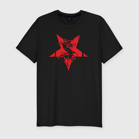 Мужская футболка хлопок Slim с принтом Sepultura: star в Петрозаводске, 92% хлопок, 8% лайкра | приталенный силуэт, круглый вырез ворота, длина до линии бедра, короткий рукав | black | brazil | death | metall | rock | sepultura