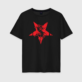 Женская футболка хлопок Oversize с принтом Sepultura: star в Петрозаводске, 100% хлопок | свободный крой, круглый ворот, спущенный рукав, длина до линии бедер
 | black | brazil | death | metall | rock | sepultura
