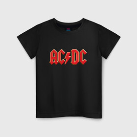 Детская футболка хлопок с принтом AC/DC в Петрозаводске, 100% хлопок | круглый вырез горловины, полуприлегающий силуэт, длина до линии бедер | ac | ac dc | ac|dc | angus young | dc. logo | hard | rock | ангус янг | логотип