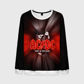 Мужской свитшот 3D с принтом AC/DC: Angus Young в Петрозаводске, 100% полиэстер с мягким внутренним слоем | круглый вырез горловины, мягкая резинка на манжетах и поясе, свободная посадка по фигуре | ac | ac dc | ac|dc | angus young | dc. logo | hard | rock | ангус янг | логотип