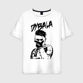 Женская футболка хлопок Oversize с принтом DYBALA Juventus жест в Петрозаводске, 100% хлопок | свободный крой, круглый ворот, спущенный рукав, длина до линии бедер
 | Тематика изображения на принте: 10 | ac milan | champions | fifa | juve | juventus | juvi | paulo dybala | soccer | uefa | дубала | лига чемпионов | номер | пауло дибала | сборная аргентины | спорт | уефа | фифа | фк | футбол | футболист | футбольный клуб | 