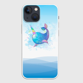 Чехол для iPhone 13 mini с принтом Дельфин единорог в Петрозаводске,  |  | cute | dolphin | unicorn | два дельфина | дельфин | дельфин в море | дельфинами | единорог | милый | мир | подводный