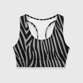Женский спортивный топ 3D с принтом Zebra Camouflage в Петрозаводске, 82% полиэстер, 18% спандекс Ткань безопасна для здоровья, позволяет коже дышать, не мнется и не растягивается |  | animal | blackandwhite | camouflage | stripes | zebra
