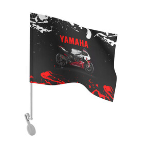 Флаг для автомобиля с принтом YAMAHA [004] в Петрозаводске, 100% полиэстер | Размер: 30*21 см | Тематика изображения на принте: moto | yamaha | мотоцикл | ямана | ямаха