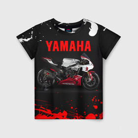 Детская футболка 3D с принтом YAMAHA [004] в Петрозаводске, 100% гипоаллергенный полиэфир | прямой крой, круглый вырез горловины, длина до линии бедер, чуть спущенное плечо, ткань немного тянется | moto | yamaha | мотоцикл | ямана | ямаха