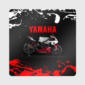 Магнит виниловый Квадрат с принтом YAMAHA [004] в Петрозаводске, полимерный материал с магнитным слоем | размер 9*9 см, закругленные углы | moto | yamaha | мотоцикл | ямана | ямаха