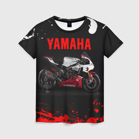 Женская футболка 3D с принтом YAMAHA [004] в Петрозаводске, 100% полиэфир ( синтетическое хлопкоподобное полотно) | прямой крой, круглый вырез горловины, длина до линии бедер | Тематика изображения на принте: moto | yamaha | мотоцикл | ямана | ямаха