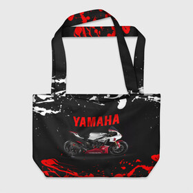 Пляжная сумка 3D с принтом YAMAHA [004] в Петрозаводске, 100% полиэстер | застегивается на металлическую кнопку; внутренний карман застегивается на молнию. Стенки укреплены специальным мягким материалом, чтобы защитить содержимое от несильных ударов
 | moto | yamaha | мотоцикл | ямана | ямаха