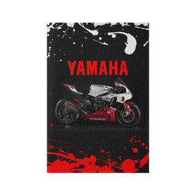 Обложка для паспорта матовая кожа с принтом YAMAHA [004] в Петрозаводске, натуральная матовая кожа | размер 19,3 х 13,7 см; прозрачные пластиковые крепления | moto | yamaha | мотоцикл | ямана | ямаха