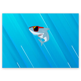Поздравительная открытка с принтом Акула в очках в Петрозаводске, 100% бумага | плотность бумаги 280 г/м2, матовая, на обратной стороне линовка и место для марки
 | shark | акула | акуленок | акулы | жители | клыки | море | морские | океан | очки | рыба | черные