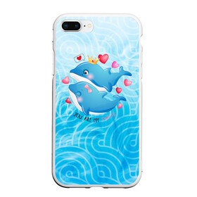 Чехол для iPhone 7Plus/8 Plus матовый с принтом Два дельфина в Петрозаводске, Силикон | Область печати: задняя сторона чехла, без боковых панелей | Тематика изображения на принте: cute | dolphin | два дельфина | дельфин | дельфин в море | дельфинами | любовь | милый | мир | подводный | сердечки