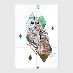 Магнитный плакат 2Х3 с принтом Owl rhombus в Петрозаводске, Полимерный материал с магнитным слоем | 6 деталей размером 9*9 см | Тематика изображения на принте: геометрия | графика | природа | птицы | реализм | рисунок | ромб | ручная рисовка | сова