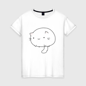 Женская футболка хлопок с принтом Котячий гриб в Петрозаводске, 100% хлопок | прямой крой, круглый вырез горловины, длина до линии бедер, слегка спущенное плечо | cat | гриб | кис | кот | котан | коты | котэ | кошка | кошки | мем