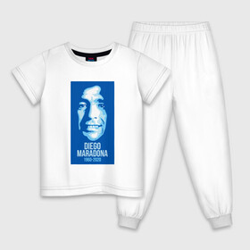 Детская пижама хлопок с принтом Super Maradona в Петрозаводске, 100% хлопок |  брюки и футболка прямого кроя, без карманов, на брюках мягкая резинка на поясе и по низу штанин
 | argentina | maradona | messi | sport | аргентина | гол | диего | марадона | месси | мяч | рука бога | спорт | футбол | чемпион