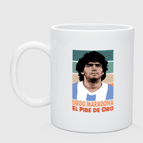 Кружка керамическая с принтом Maradona - El Pibe De Oro в Петрозаводске, керамика | объем — 330 мл, диаметр — 80 мм. Принт наносится на бока кружки, можно сделать два разных изображения | argentina | maradona | messi | sport | аргентина | гол | диего | марадона | месси | мяч | рука бога | спорт | футбол | чемпион