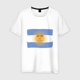 Мужская футболка хлопок с принтом Maradona Sun в Петрозаводске, 100% хлопок | прямой крой, круглый вырез горловины, длина до линии бедер, слегка спущенное плечо. | argentina | maradona | messi | sport | аргентина | гол | диего | марадона | месси | мяч | рука бога | спорт | футбол | чемпион