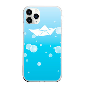 Чехол для iPhone 11 Pro матовый с принтом Бумажный кораблик в Петрозаводске, Силикон |  | бумажный | кораблик | кораблики на синем | корабль | пузыри