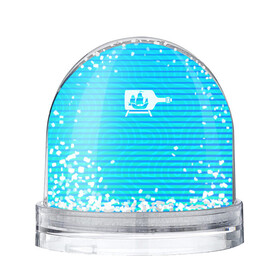Игрушка Снежный шар с принтом Кораблик в бутылке в Петрозаводске, Пластик | Изображение внутри шара печатается на глянцевой фотобумаге с двух сторон | бутылка | в бутылке | кораблик | кораблики на синем | корабль | пузыри