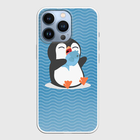 Чехол для iPhone 13 Pro с принтом Пингвин в Петрозаводске,  |  | ест рыбу | морские | океан | пингвин | пингвинчик | рыба | рыбку