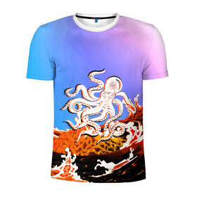 Мужская футболка 3D спортивная с принтом Осьминог в Лаве | Градиент в Петрозаводске, 100% полиэстер с улучшенными характеристиками | приталенный силуэт, круглая горловина, широкие плечи, сужается к линии бедра | Тематика изображения на принте: animal | beast | fade | kraken | monster | moon | ocean | octopus | sea | water | waves | вода | волны | градиент | животные | звери | кракен | лава | луна | монстр | море | небо | огонь | океан | осьминог | рыбы | щупальца