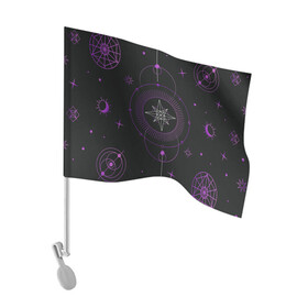 Флаг для автомобиля с принтом Астрология в Петрозаводске, 100% полиэстер | Размер: 30*21 см | астрология | глаз | гороскоп | звезды | лавандовый | лиловый | луна | оккультный глаз | пиктограмма | пиктограммы | руны | солнце | фиолетовый | черный и золотой | эзотерика