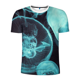 Мужская футболка 3D спортивная с принтом Медуза в Петрозаводске, 100% полиэстер с улучшенными характеристиками | приталенный силуэт, круглая горловина, широкие плечи, сужается к линии бедра | medusa | животные | медузы | мир | подводный | рыбы | щупальца