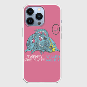 Чехол для iPhone 13 Pro с принтом 21 pilots scaled and icy dragon в Петрозаводске,  |  | album | alternative | dragon | josh dun | music | rock | sai | scaled and icy | singer | star | twenty one pilots | tyler joseph | weapon | альбом | альтернативная | двадцать один пилот | джош дан | дракон | звезда | музыка | оружие | певец | рок | сай | 