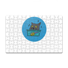 Головоломка Пазл магнитный 126 элементов с принтом Упоротый кот в Петрозаводске, полимерный материал с магнитным слоем | 126 деталей, размер изделия —  180*270 мм | Тематика изображения на принте: кот | котэ | мышка | усатый | шерстяной