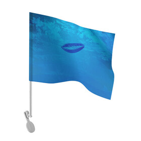 Флаг для автомобиля с принтом Одинокая Лодка в Петрозаводске, 100% полиэстер | Размер: 30*21 см | лодка | морское | на синем | одинокая лодка | судно