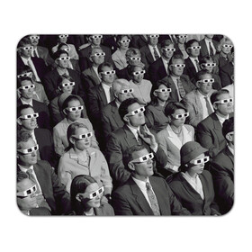 Коврик для мышки прямоугольный с принтом Люди смотрят фильм в 3d очках в Петрозаводске, натуральный каучук | размер 230 х 185 мм; запечатка лицевой стороны | 20 век | 3д очки | art | black white | cinema | color | emotions | history | human | jacket | man | movie | nostalgia | retro | woman | женщина | искусство | история | кино | кинотеатр | классика | мужчина | ностальгия | пиджак | р