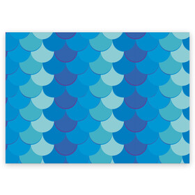 Поздравительная открытка с принтом Синяя чешуя рыбы в Петрозаводске, 100% бумага | плотность бумаги 280 г/м2, матовая, на обратной стороне линовка и место для марки
 | fish | water | вода | море | морское | очки | рыба | рыбка | синяя | чешуя