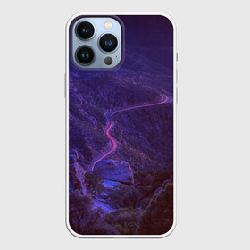 Чехол для iPhone 13 Pro Max с принтом НЕОНОВАЯ ДОРОГА в Петрозаводске,  |  | neon | tegunvteg | горы | деревья | дорога | лес | неон | природа | холмы