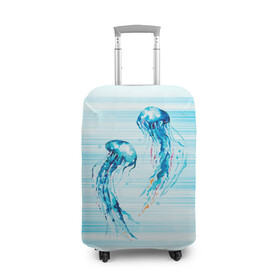 Чехол для чемодана 3D с принтом Медузы в Петрозаводске, 86% полиэфир, 14% спандекс | двустороннее нанесение принта, прорези для ручек и колес | jellyfish | medusa | жители | медуза | медузы | морские | океан