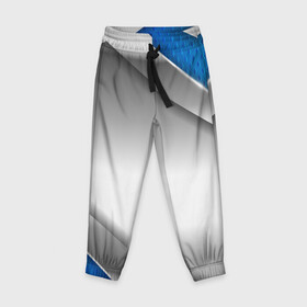 Детские брюки 3D с принтом 3D СЕРЕБРО BLUE LINES в Петрозаводске, 100% полиэстер | манжеты по низу, эластичный пояс регулируется шнурком, по бокам два кармана без застежек, внутренняя часть кармана из мелкой сетки | 3d | 3д | sport | абстракция | линии | паттерн | соты | спортивный стиль | текстуры