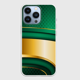 Чехол для iPhone 13 Pro с принтом GREEN GOLD 3D в Петрозаводске,  |  | Тематика изображения на принте: 3d | 3д | sport | абстракция | линии | паттерн | соты | спортивный стиль | текстуры
