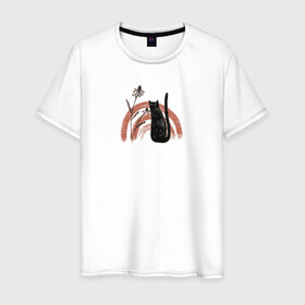 Мужская футболка хлопок с принтом Black Cat в Петрозаводске, 100% хлопок | прямой крой, круглый вырез горловины, длина до линии бедер, слегка спущенное плечо. | животные | звери | кот | кошка | питомец