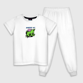 Детская пижама хлопок с принтом Monster Cat в Петрозаводске, 100% хлопок |  брюки и футболка прямого кроя, без карманов, на брюках мягкая резинка на поясе и по низу штанин
 | monster | zombie | животные | звери | зомби | кот | кошка | монстр | страшный