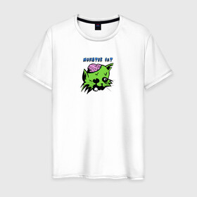 Мужская футболка хлопок с принтом Monster Cat в Петрозаводске, 100% хлопок | прямой крой, круглый вырез горловины, длина до линии бедер, слегка спущенное плечо. | monster | zombie | животные | звери | зомби | кот | кошка | монстр | страшный