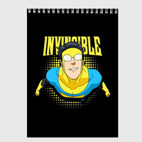 Скетчбук с принтом Invincible в Петрозаводске, 100% бумага
 | 48 листов, плотность листов — 100 г/м2, плотность картонной обложки — 250 г/м2. Листы скреплены сверху удобной пружинной спиралью | Тематика изображения на принте: invincible | комикс | марк грейсон | мультсериал | неуязвимый | супергерой