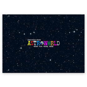 Поздравительная открытка с принтом Astroworld в Петрозаводске, 100% бумага | плотность бумаги 280 г/м2, матовая, на обратной стороне линовка и место для марки
 | astroworld | music | travis scott | музыка | трэвис скотт