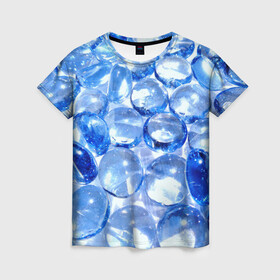 Женская футболка 3D с принтом Абстракция в Петрозаводске, 100% полиэфир ( синтетическое хлопкоподобное полотно) | прямой крой, круглый вырез горловины, длина до линии бедер | абстрактно | абстрактные | абстрактный | абстракция | блеск | блестящие | камни | камушки | свет | светящиеся | стёкла | стекло | стекляшки
