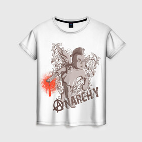 Женская футболка 3D с принтом АНГЕЛ АНАРХИИ в Петрозаводске, 100% полиэфир ( синтетическое хлопкоподобное полотно) | прямой крой, круглый вырез горловины, длина до линии бедер | anarchy | angel | art | blood | punk | анархия | ангел | ирокез | кровь | крылья | культура | мальчик | панк | символ | узор