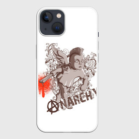 Чехол для iPhone 13 с принтом АНГЕЛ АНАРХИИ в Петрозаводске,  |  | anarchy | angel | art | blood | punk | анархия | ангел | ирокез | кровь | крылья | культура | мальчик | панк | символ | узор