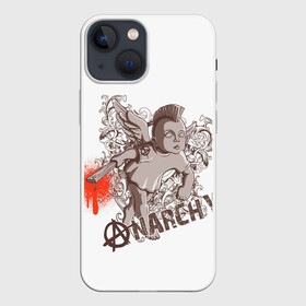 Чехол для iPhone 13 mini с принтом АНГЕЛ АНАРХИИ в Петрозаводске,  |  | anarchy | angel | art | blood | punk | анархия | ангел | ирокез | кровь | крылья | культура | мальчик | панк | символ | узор