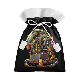 Подарочный 3D мешок с принтом БИТВА С ДРАКОНОМ в Петрозаводске, 100% полиэстер | Размер: 29*39 см | battle | dragon | fantasy | fire | king | knight | битва | дракон | дым | замок | зверь | король | огонь | рыцарь | фэнтези