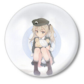 Значок с принтом Girls und Panzer в Петрозаводске,  металл | круглая форма, металлическая застежка в виде булавки | darjeeling | girls und panzer | girls und panzer правда | дарджилинг | девочки и танки | девушки и танки | катюша | нисидзуми михо | правда | танки