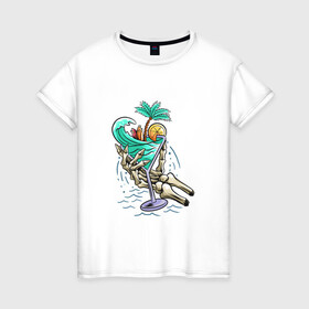 Женская футболка хлопок с принтом Тропики в моём бакале в Петрозаводске, 100% хлопок | прямой крой, круглый вырез горловины, длина до линии бедер, слегка спущенное плечо | море | отдых | отпуск | путешествия
