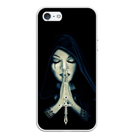 Чехол для iPhone 5/5S матовый с принтом Монашка с крестом в Петрозаводске, Силикон | Область печати: задняя сторона чехла, без боковых панелей | анархия | крест | крест и монашка | крест череп | крестик | манархия | манашка | молитва | молится | монашка | монашка и крест | монашка с крестиком | монашка с крестом | монашки | с крестом | череп